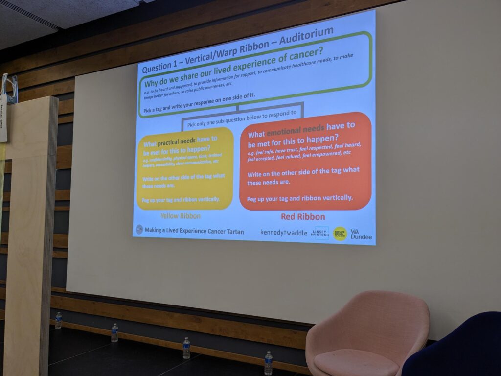 Presentation slide at the CanDu Cancer Support Network Conference at V&A Dundee